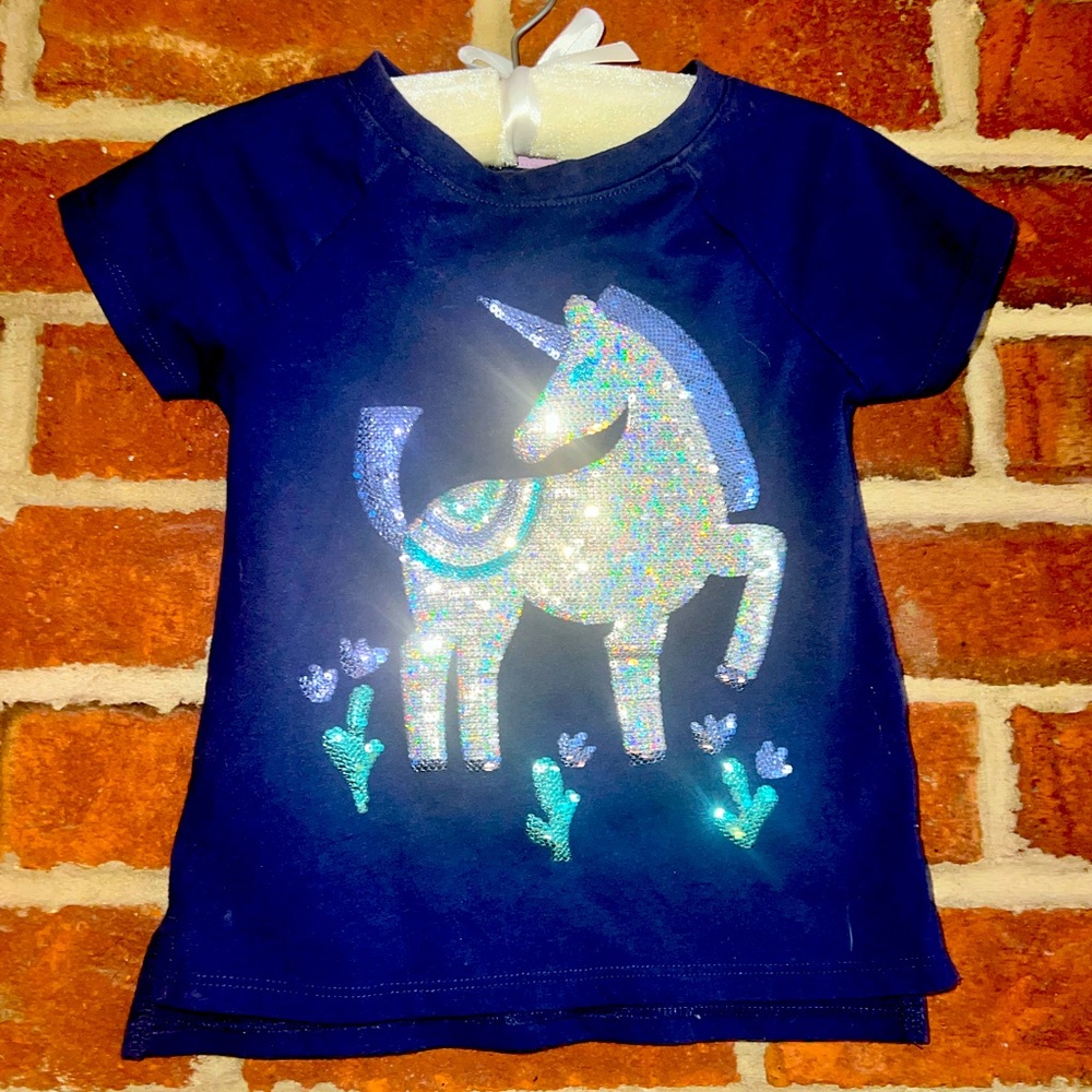 Cat and Jack sequined unicorn navy tshirt